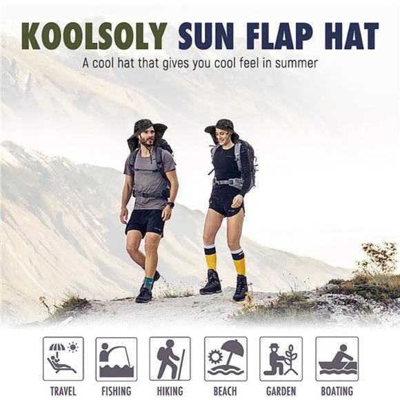 Outdoor Sun Hat for Men with 50+ UPF Protection Safari Cap Wide Brim Fishing Hat - Picture 2 of 6